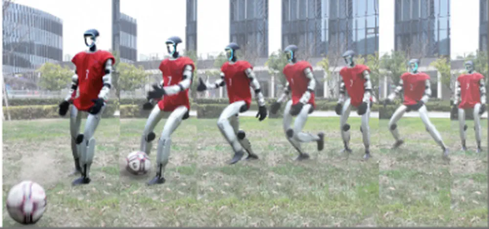 Learning Soccer Skills for Humanoid Robots: A Progressive Perception-Action Framework